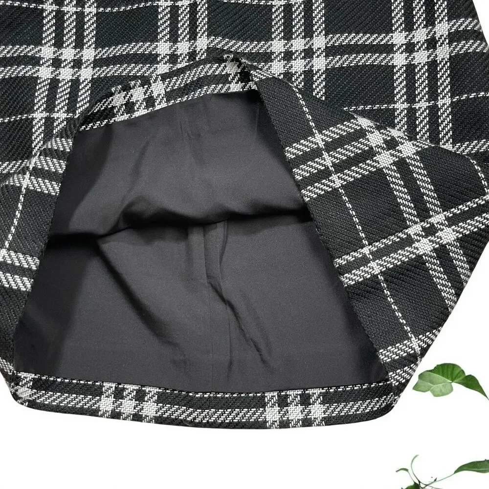 J. Crew Black & White Plaid Tweed Mini Skirt